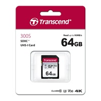 TRANSCEND SDXC karta 64GB 300S, UHS-I U3 V10 (R:100/W:25 MB/s)