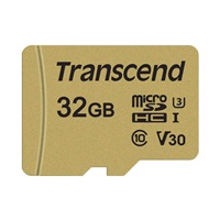 TRANSCEND MicroSDHC karta 32GB 500S, UHS-I U3 V30 + adaptér