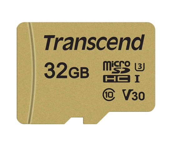 TRANSCEND MicroSDHC karta 32GB 500S, UHS-I U3 V30 + adaptér