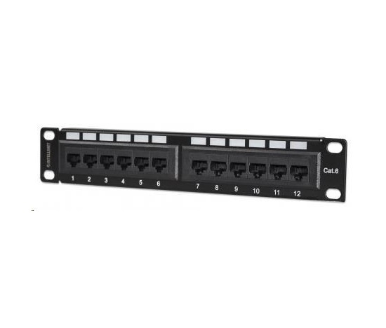 Intellinet Patch Panel, 10", Cat6, 12-Port, UTP, 1U, černý