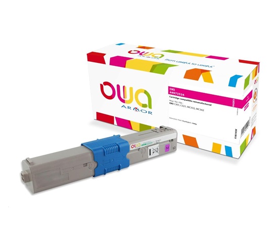 Toner OWA Armor do OKI C301, C321, MC332, MC342, 1500p, 44973534, czerwona/magenta