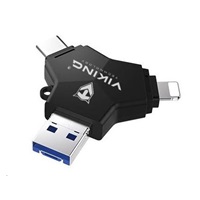Viking USB Flash disk 3.0 4v1 s koncovkou Lightning/Micro USB/USB/USB-C, 32 GB, černá
