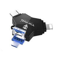 Viking USB Flash disk 3.0 4v1 s koncovkou Lightning/Micro USB/USB/USB-C, 32 GB, černá