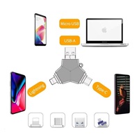 Viking USB Flash disk 3.0 4v1 s koncovkou Lightning/Micro USB/USB/USB-C, 128 GB, černá