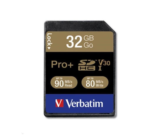 VERBATIM SDHC karta 32GB PRO+ Class 10, UHS-1 (R:90/W:80 MB/s)