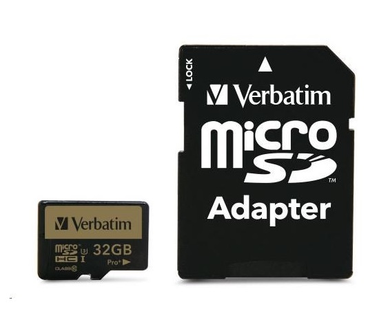 VERBATIM MicroSDHC karta 32GB PRO+ Class 10, UHS 1 (R:90/W:80 MB/s)