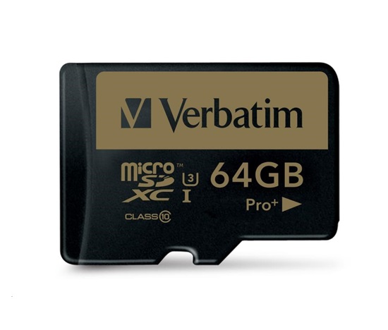 VERBATIM MicroSDXC karta 64GB PRO+ Class 10, UHS 1 (R:90/W:80 MB/s)