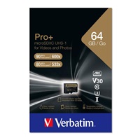 VERBATIM MicroSDXC karta 64GB PRO+ Class 10, UHS 1 (R:90/W:80 MB/s)