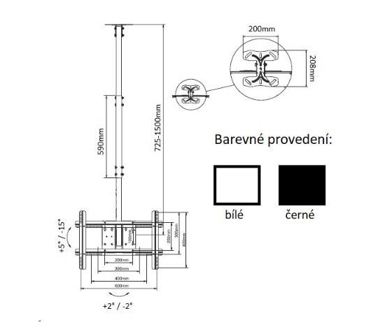 Držák Tv na strop Fiber Mounts T560 -  Bílý