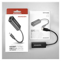 AXAGON ADE-SRC, USB-C 3.2 Gen 1 - karta sieciowa Gigabit Ethernet, instalacja automatyczna, czarna