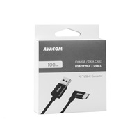 Datový a nabíjecí kabel USB - USB Type-C, 100cm, konektor v úhlu 90°, černý