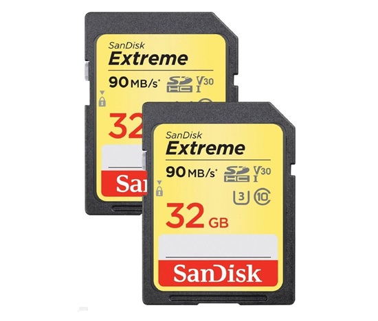 SanDisk SDHC karta 32GB Extreme (90MB/s V30 UHS-I U3) 2-pack