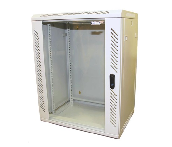 LEXI-Net 19" nástěnný rozvaděč 9U 600x450, nosnost 60 kg, skleněné dveře, rozložený, šedý