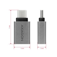 AXAGON RUCM-AFA, redukcja USB-C (M) -> USB-A (F), USB 3.2 Gen 2, 3A, ALU
