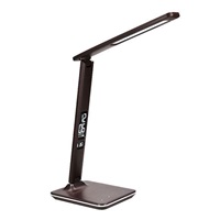 Solight LED stolní lampička s displayem, 9W, volba teploty světla, kůže, hnědá