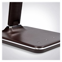 Solight LED stolní lampička s displayem, 9W, volba teploty světla, kůže, hnědá