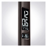 Solight LED stolní lampička s displayem, 9W, volba teploty světla, kůže, hnědá