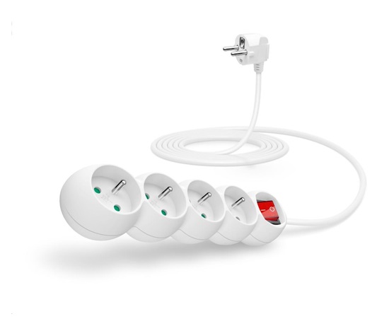 CONNECT IT prodlužovací kabel 230 V, 4 zásuvky, 3 m, s vypínačem (bílý)