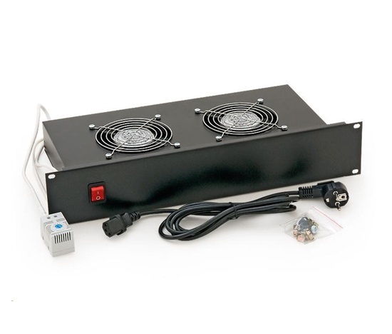 TRITON 19" ventilační jednotka, 2 ventilátory-230V/70W, termostat, šedá