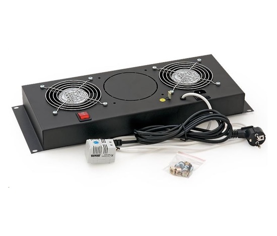TRITON 19" ventilační jednotka vertikální, 2 vent., 4U, 230V/30W, termostat, šedá
