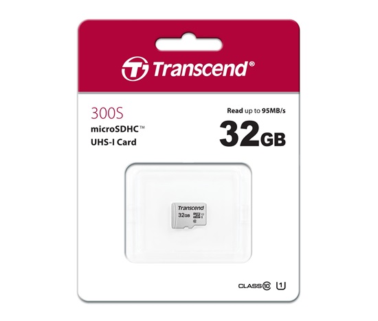 TRANSCEND MicroSDHC karta 32GB 300S, UHS-I U1 + adaptér