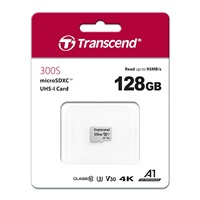 TRANSCEND MicroSDXC karta 128GB 300S, UHS-I U3 V30 + adaptér