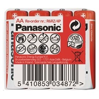 PANASONIC Zinkouhlíkové baterie Red Zinc R6RZ/4P AA 1,5V (shrink 4ks)