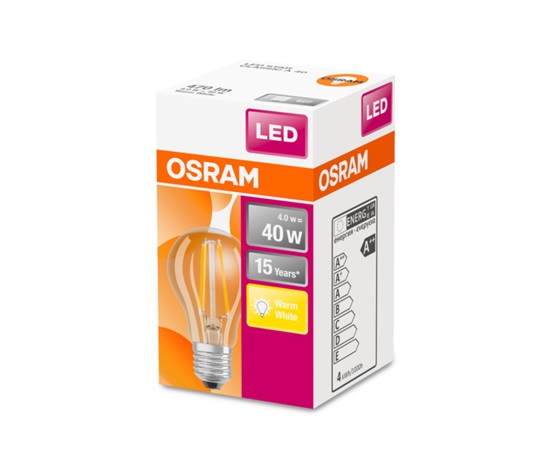 OSRAM LED STAR CL A Filament 4W 827 E27 470lm 2700K (CRI 80) 15000h A+ (Krabička 1ks)