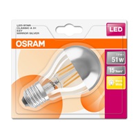 OSRAM LED STAR CL A Filament Mirror-Silver 51 7W 827 E27 650lm 2700K (CRI 80) 15000h A+ (Krabička 1ks)