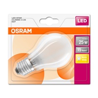OSRAM LED STAR CL A GL Fros. 2,5W 827 E27 250lm 2700K (CRI 80) 15000h A++ (Blistr 1ks)