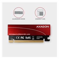 AXAGON PCEM2-S, adapter wewnętrzny PCIe x16 - M.2 NVMe M-key slot, aluminiowa pokrywa do chłodzenia pasywnego