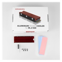 AXAGON CLR-M2, aluminiowy pasywny radiator na jedno i dwustronny dysk M.2 SSD, wysokość 12 mm