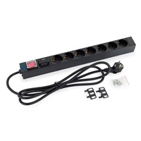 TRITON 19" rozvodný panel 1U; 7 x zásuvka podle DIN, max. 16 A; kabel 3 x 1,5 mm, 2 m + zástrčka univerzál CZ-DE max.16A