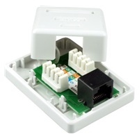 Zásuvka UTP 1x RJ45 Cat5E, duální svorkovnice, na omítku