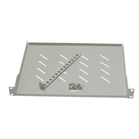 LEXI-Net 19" police s perforací 1U/650mm, nosnost 45kg, zadní nastavitelný úchyt, šedá