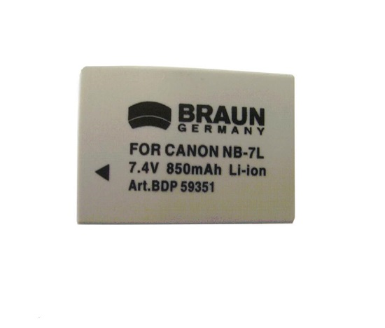 Braun akumulátor CANON NB-7L, 850mAh