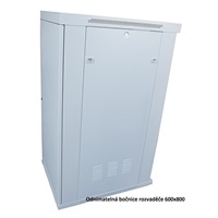 LEXI-Net 19" stojanový rozvaděč 22U 600x600 rozebiratelný, ventilační jednotka, termostat, kolečka, 600kg, sklo, šedý