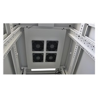 LEXI-Net 19" stojanový rozvaděč 27U 600x800 rozebiratelný, ventilační jednotka, termostat, kolečka, 600kg, sklo, šedý