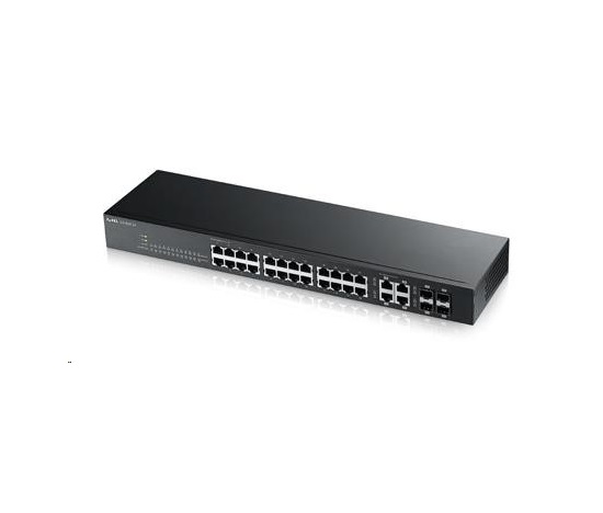 Zyxel GS1920-24V2 28-port Gigabit WebManaged Switch, 24x gigabit RJ45, 4x gigabit RJ45/SFP, fanless