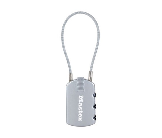 Master Lock 4684EURD visací zámek pro zavazadla, 30 mm, třemen z ocelového lanka, stříbrný