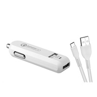 AVACOM CarMAX 2 nabíječka do auta 2x Qualcomm Quick Charge 2.0, bílá barva (micro USB kabel)