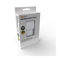 Solight USB nabíjecí adaptér, fast charge: 1x USB Qualcomm, 5V2A/9V1.5A/12V1A, AC 230V, bílošedý
