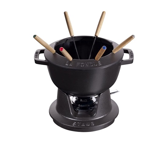 Staub sada na fondue, 20 cm, litinový, 2.36 l, až pro 6 lidí, pro všechny zdroje tepla, černá