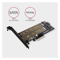 AXAGON PCEM2-D, adapter wewnętrzny PCIe x4 - M.2 NVMe M-key + SATA B-key slot, LP