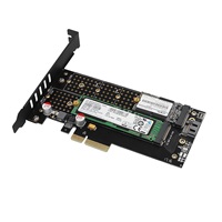 AXAGON PCEM2-DC, adapter wewnętrzny PCIe x4 - M.2 NVMe M-key + SATA B-key slot, chłodnica, LP