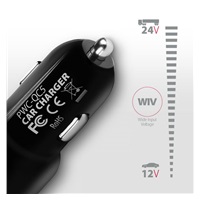 AXAGON PWC-QC5, QUICK a SMART Uniwersalna ładowarka samochodowa, 2x port QC3.0/AFC/FCP + 5V-2.6A, 31.5W