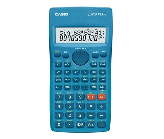 CASIO kalkulačka FX 220 PLUS 2E, modrá, školní, desetimístná