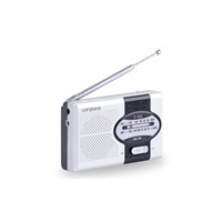 Orava T-103 přenosné kapesní rádio AM/FM, výstup na sluchátka, teleskopická anténa, stříbrná