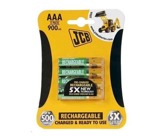 JCB RTU NiMH AAA/R03, 900mAh, přednabitá, blistr 4 ks