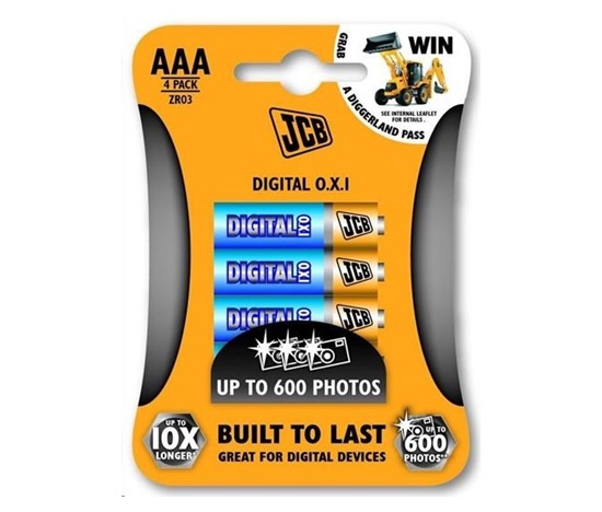 JCB OXI DIGITAL alkalická baterie LR03, blistr 4 ks